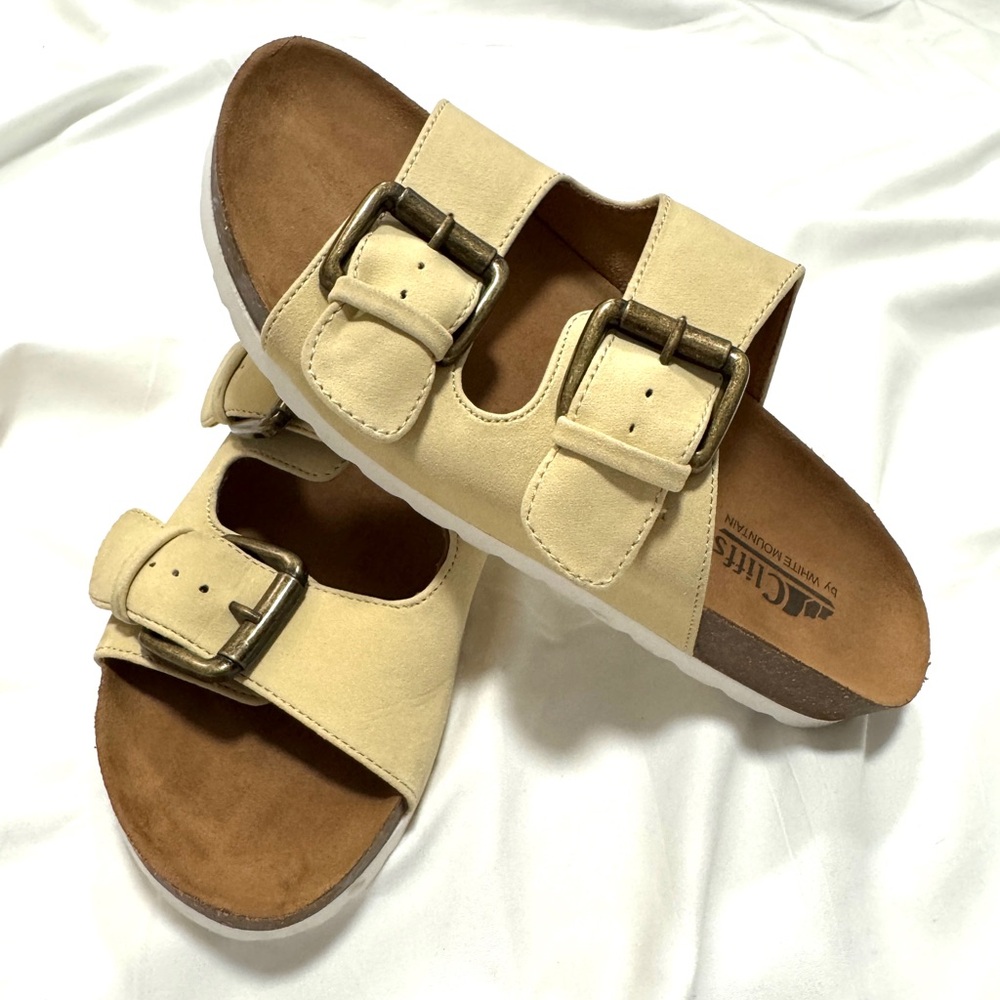 NEW Never Worn Cliffs Beige Double Buckle Sandals